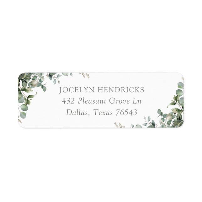 Greenery Eucalyptus Baby Shower Return Address (Front)