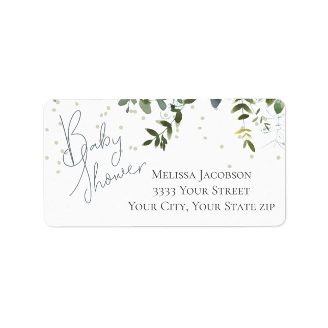 Greenery Eucalyptus Baby Shower Return Address Label (Front)