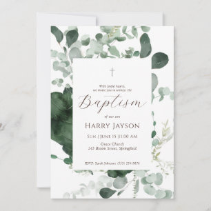 Greenery Eucalyptus Baptism Invitation