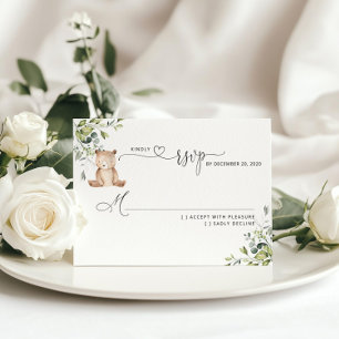 Greenery eucalyptus bear baby shower RSVP