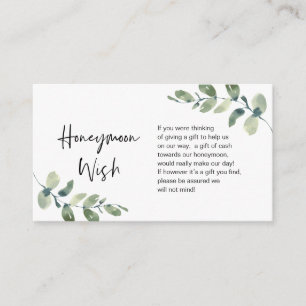 Greenery Eucalyptus, Black ink, Honeymoon Wish Enc Enclosure Card