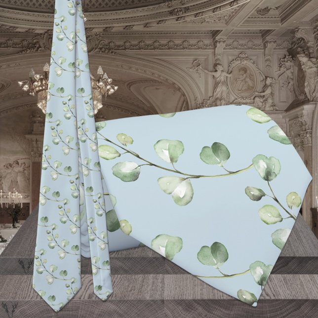 Greenery Eucalyptus Blue Wedding Tie (Creator Uploaded)