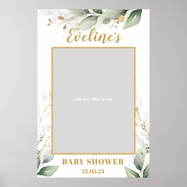 Greenery Eucalyptus boho baby shower photo prop Poster (Front)