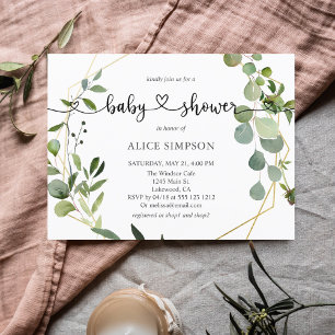 Greenery Eucalyptus Botanical Heart Baby Shower Invitation Postcard