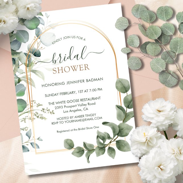 Greenery Eucalyptus Botanical Leaves Bridal Shower Invitation (Creator Uploaded)