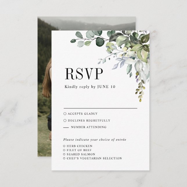 Greenery Eucalyptus Botanical Meal Choice Wedding  RSVP Card (Front/Back)