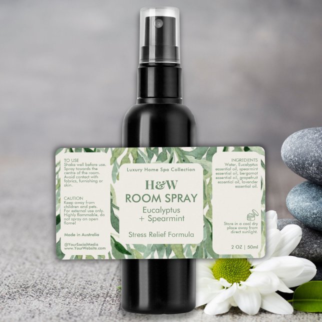 Greenery Eucalyptus Botanical Spray Bottle Product (Greenery Eucalyptus Botanical Spray Bottle Product Label)