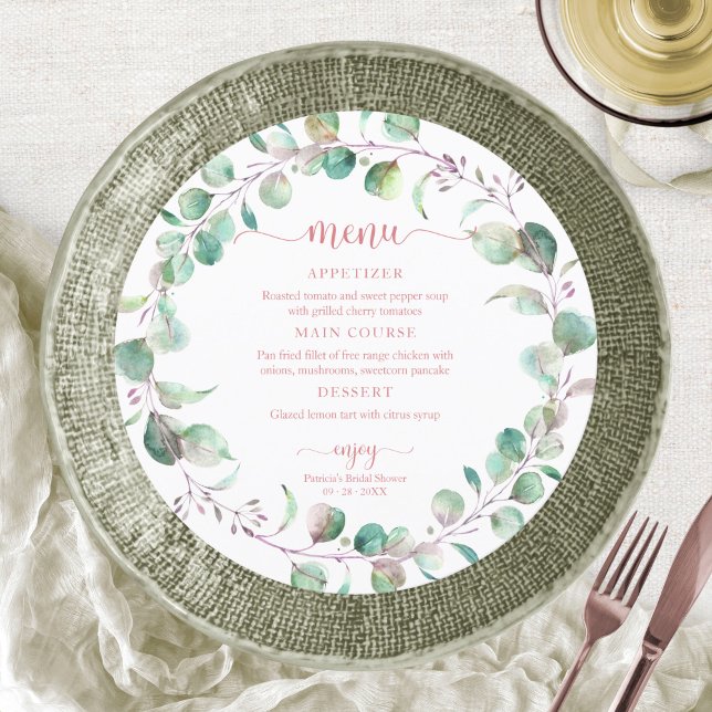 Greenery Eucalyptus Bridal Shower Circle Menu Invi Invitation (Creator Uploaded)