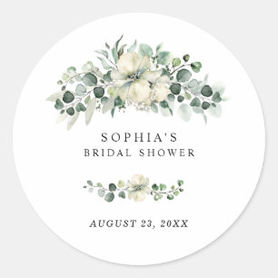 Greenery Eucalyptus Bridal Shower Classic Round Sticker