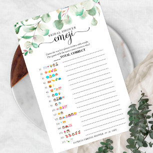 Greenery Eucalyptus Bridal Shower Emoji Pictionary Flyer