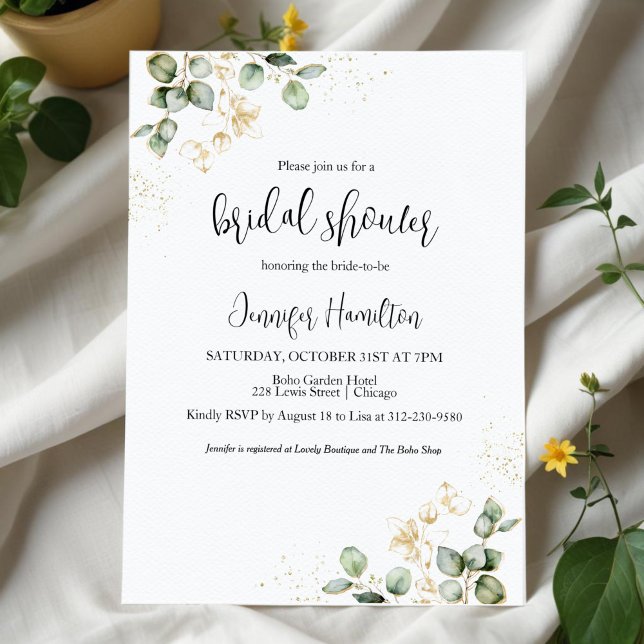 Greenery Eucalyptus Bridal Shower Invitations (Creator Uploaded)