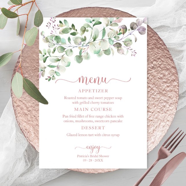 Greenery Eucalyptus Bridal Shower Menu Invitation (Creator Uploaded)