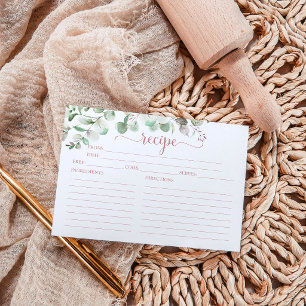 Greenery Eucalyptus Bridal Shower Recipe Cards