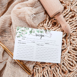 Greenery Eucalyptus Bridal Shower Recipe Cards
