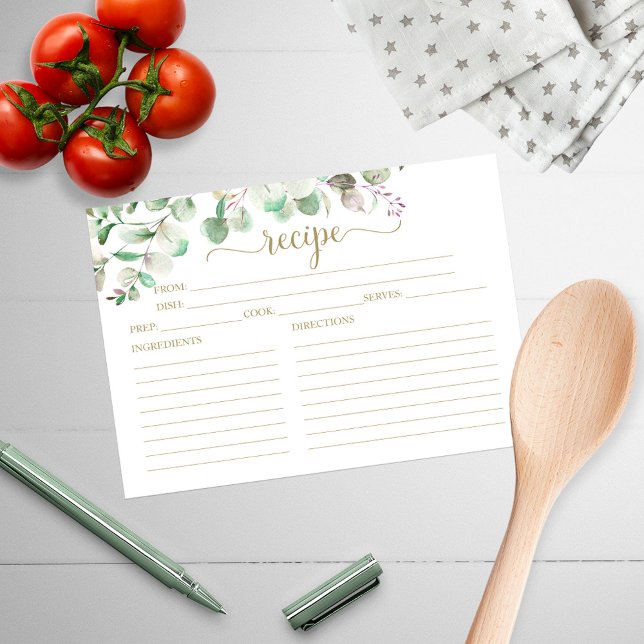 Greenery Eucalyptus Bridal Shower Recipe Cards (Creator Uploaded)