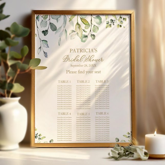 Greenery Eucalyptus Bridal Shower Seating Chart (Creator Uploaded)