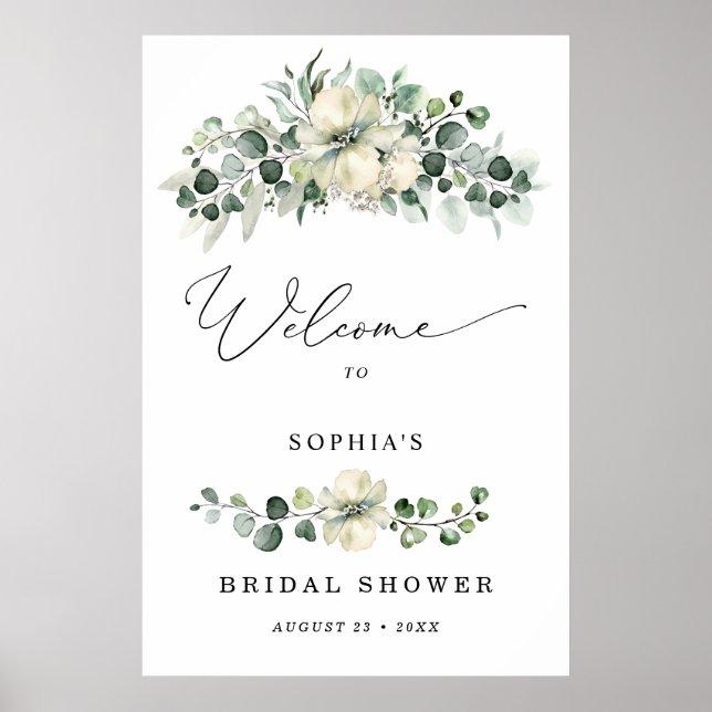 Greenery Eucalyptus Bridal Shower Welcome   Poster (Front)