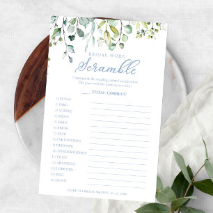 Greenery Eucalyptus Bridal Word Scramble Game Flye Flyer
