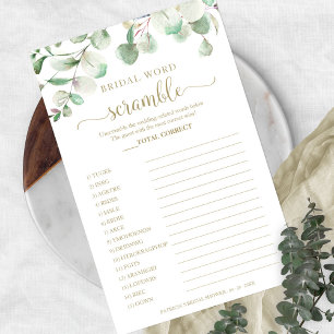 Greenery Eucalyptus Bridal Word Scramble Game Flyer