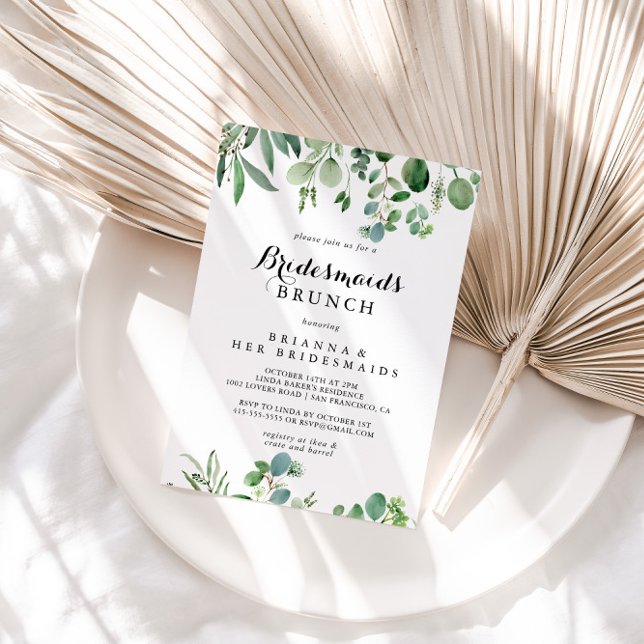Greenery Eucalyptus Bridesmaids Brunch Shower Invitation (Creator Uploaded)
