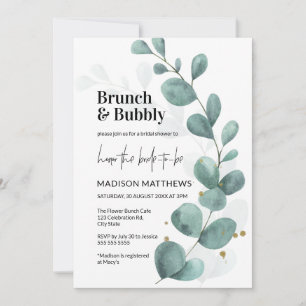 Greenery Eucalyptus Brunch & Bubbly Bridal Shower  Invitation