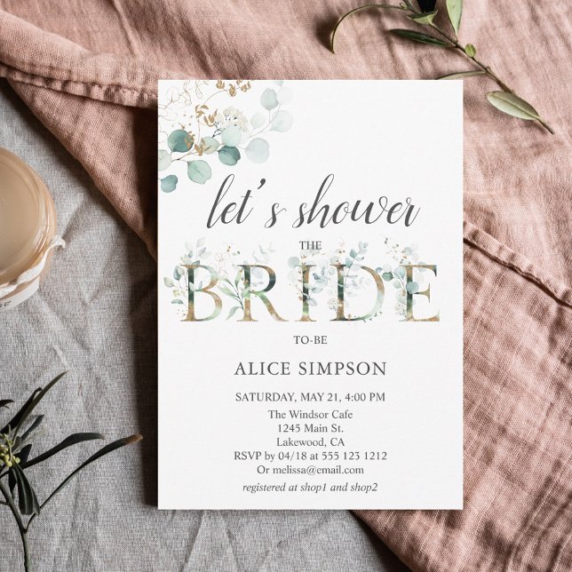 Greenery Eucalyptus Calligraphy Bridal Shower Invitation (Creator Uploaded)