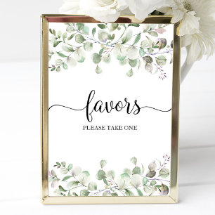 Greenery Eucalyptus Calligraphy Favors Sign