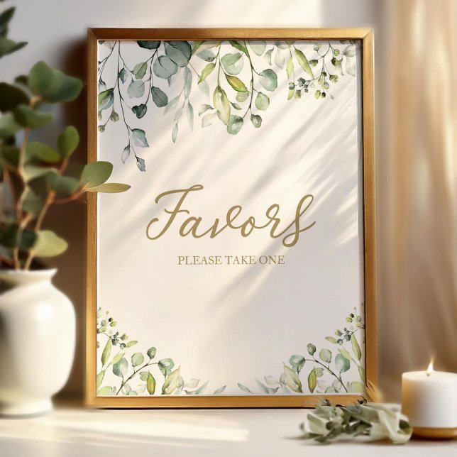 Greenery Eucalyptus Calligraphy Favours Sign (Creator Uploaded)