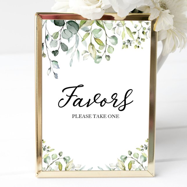 Greenery Eucalyptus Calligraphy Favours Sign (Creator Uploaded)