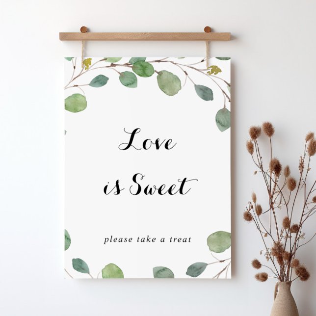 Greenery Eucalyptus Calligraphy Love Is Sweet Sign (Creator Uploaded)