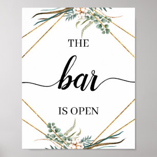 Greenery Eucalyptus Calligraphy Wedding Bar Sign