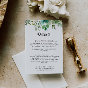 Greenery Eucalyptus Calligraphy Wedding Details Enclosure Card