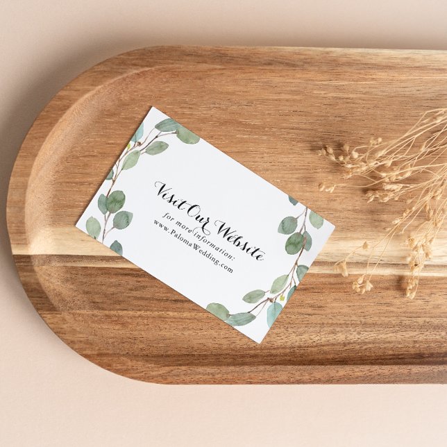 Greenery Eucalyptus Calligraphy Wedding Website Enclosure Card (Creator Uploaded)