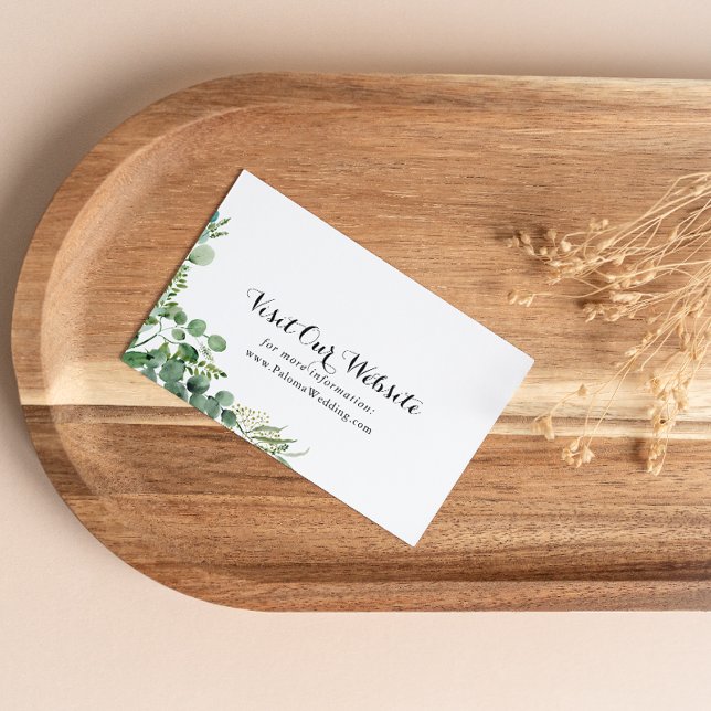 Greenery Eucalyptus Calligraphy Wedding Website Enclosure Card (Creator Uploaded)