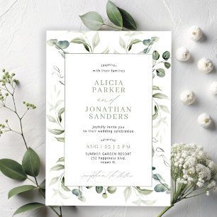 Greenery eucalyptus classy modern wedding  invitation