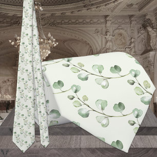 Greenery Eucalyptus Custom Color Background Groom Tie