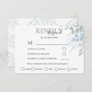 Greenery Eucalyptus Dusty Blue Wedding RSVP