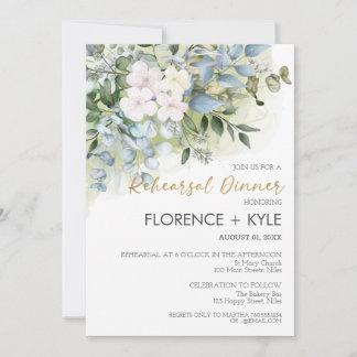 Greenery Eucalyptus Elegant Dusty Rehearsal Dinner Invitation
