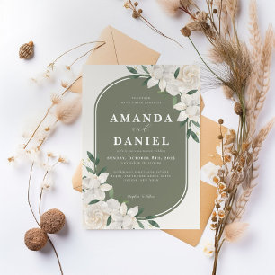 Greenery Eucalyptus Elegant Flower White Wedding Invitation