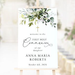 Greenery, Eucalyptus, First Holy Communion Welcome Poster