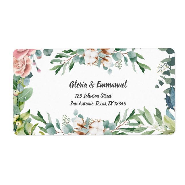 Greenery Eucalyptus Floral Wedding return address (Front)