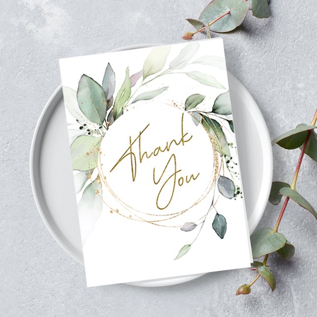 Greenery Eucalyptus Folded Thank you card (Eucalyptus Thank you card)