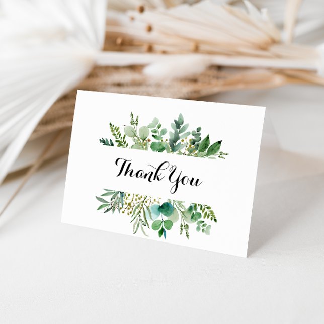 Greenery Eucalyptus Folded Wedding Thank You Card (Creator Uploaded)