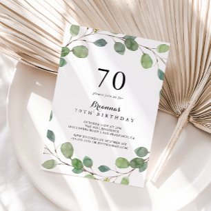 Greenery Eucalyptus Foliage 70th Birthday Party Invitation