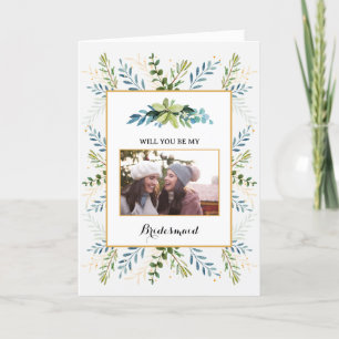 Greenery Eucalyptus foliage Bridal Will You Be My Card