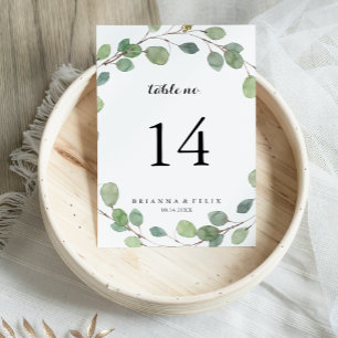 Greenery Eucalyptus Foliage Calligraphy Wedding Table Number
