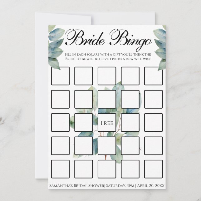 Greenery eucalyptus foliage elegant calligraphy invitation (Front)