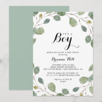 Greenery Eucalyptus Foliage It's A Boy Baby Shower
