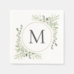 Greenery Eucalyptus Foliage Monogram Napkin