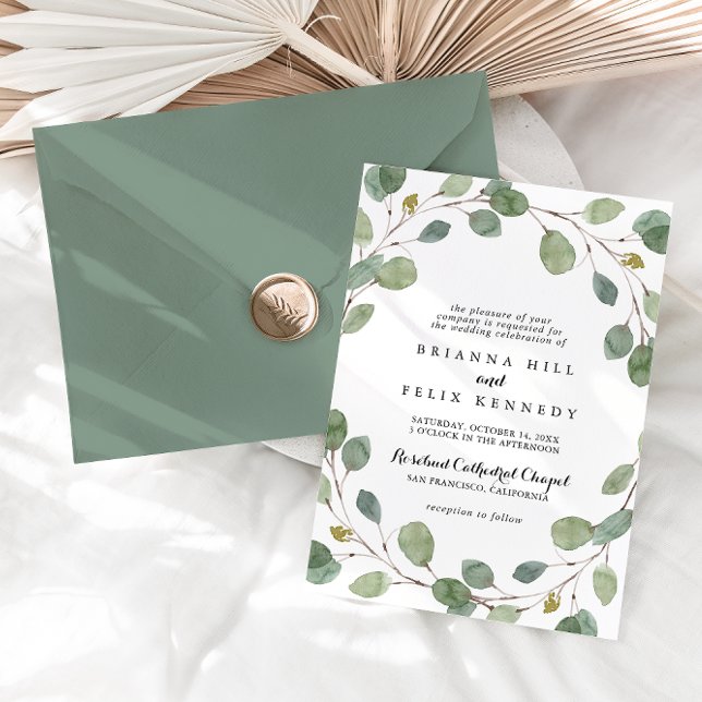 Greenery Eucalyptus Foliage Traditional Wedding Invitation (Creator Uploaded)